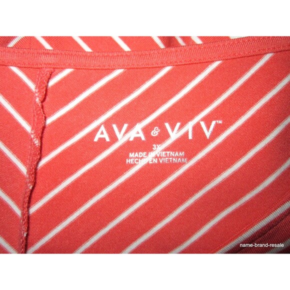 ๐ AVA & VIV Womens PLUS 3X Dress CORAL White CHEVRON Striped Tank Swing NEW - Picture 2 of 3